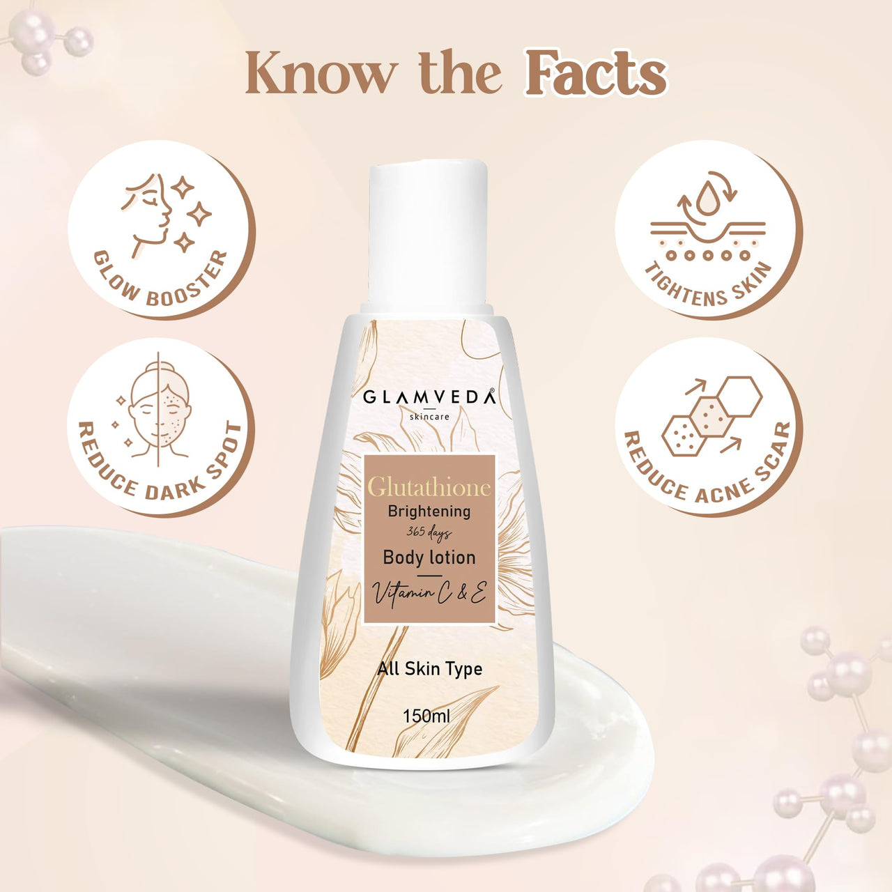 Glamveda Glutathione Body Lotion (Pack Of 2) 300 ml | Reduces Dark spots, Skin brightening with Vitamin C For Skin fairness | All Skin types |