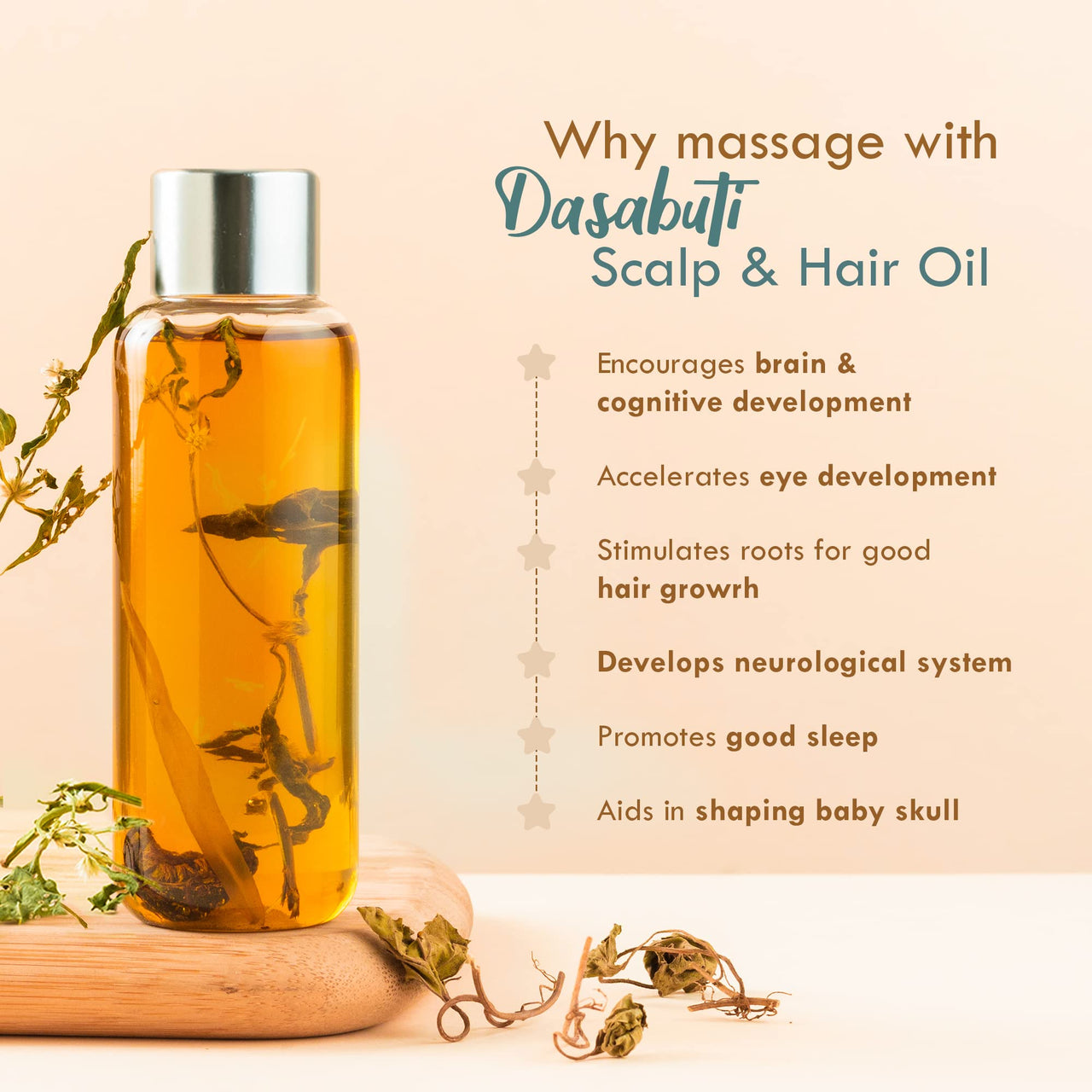 Nat Habit baby Scalp & Hair Oil 110ml | Brahmi Matsyakshi Dasabuti, Prevents Cold & Boosts Immunity