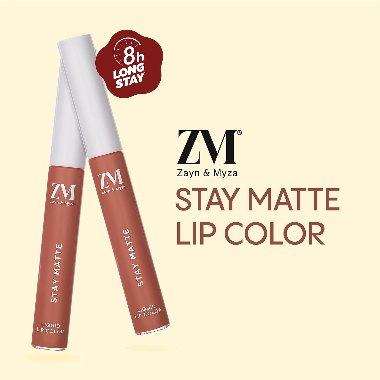 ZM Stay Matte Transfer-proof Lip Color | Matte Texture | Liquid Lipstick | Waterproof and Smudgeproof | Cruelty-free, 6 ML (Nude Sunset)