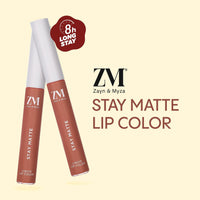 ZM Stay Matte Transfer-proof Lip Color | Matte Texture | Liquid Lipstick | Waterproof and Smudgeproof | Cruelty-free, 6 ML (Nude Sunset)