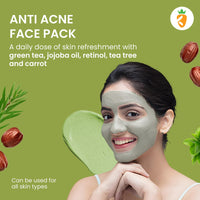 Karrot Natural Skincare Green Tea Face Pack for Acne and Dark Spots, Deeply Cleanses, Purifies, Controls Oil, Made with Tea Tree, Salicylic Acid, Neem Oil, For Women and Men, All Skin Types, 100gms
