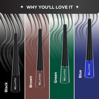 BELLAVITA Intense Drama Waterproof Eyeliner, Blue, Matte Finish, Smudge-Proof, Fast-Drying, Felt Tip Applicator, Enriched with Biotin, 3.5 ml