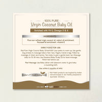 Nat Habit 100% Pure Virgin Coconut Baby Massage Oil For Baby Skin & Hair, Enriched With Vit E & Omega-3, 6 Non-Refined, LLP Free, Chemical & Preservative Free - 100 ml