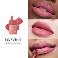 Peripera Ink the Velvet Lip Tint | High Pigment Color, Longwear, Weightless, Not Animal Tested, Gluten-Free, Paraben-Free (027 Strawberry Nude) Pack of 1