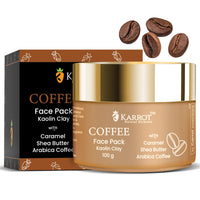Karrot Natural Skincare Coffee De Tan Face Pack, Removes Tanning, Tightens Pores and Smoothens Texture, Contains Shea Butter, Carrot Seed Oil, Jojoba Oil, For Women and Men, All Skin Types, 100gms