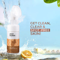 Just Herbs Brightening Foaming Face Wash With Vitamin C, Papaya and Lemon for Dark spot Reduction and Clear Skin - 100ml