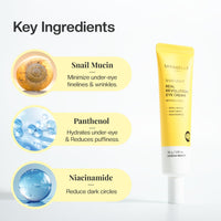 Mirabelle Korea Snail Miin Real Revolution Eye Cream 30g | Reduces Dark Circles, Wrinkles & Fine Lines | Korean Skincare | For Women & Men