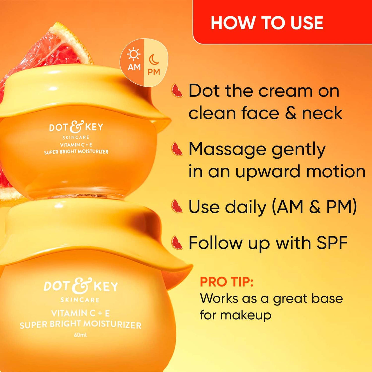 Dot & Key Vitamin C + E Sorbet Super Bright Moisturizer For Face | Vitamin C Face Moisturizer|Reduces Skin Dullness|Oil Free & Lightweight | For All Skin Types | 60Ml