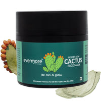 Evermore Mexican Cactus De-Tan Face Mask for Glowing Skin | Kaolin Clay, Kojic Acid, Niacinamide | Removes Tan, Deep Cleanses Pores, Controls Oil, Hydrates & Soothes | For All Skin Types - 100g (Pack of 1)