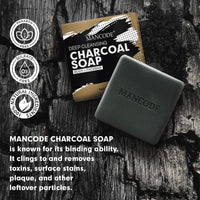 Mancode Activated Charcoal Soap - 125gram | Treats Oily Skin | Refreshing | Black Color Bar Soap | Natural Essential Oil Extract - 100% Vegetable Soap | Suitable for All Skin Types Pack of 3