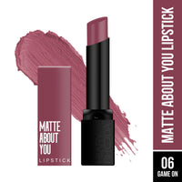 Hilary Rhoda Matte About You Lipstick | Long Lasting & Highly Pigmented Lipstick | Glides Smoothly | Matte Finish | One Stroke Application | Cruelty-Free & Vegan - 3g (Game On - Shade 06)