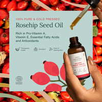 Juicy Chemistry Organic Rosehip Oil for Skin, Face & Hair 30 ml | Cold Pressed & Therapeutic Grade Carrier Oil for Face Massage, Makeup Prep, Scars, Cuticles, Stretch Marks, Fine Lines & Wrinkles