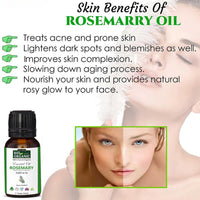 Indus Valley 100% Pure Natural & Organic, Undiluted Rosemary Essential Oil with Glass Dropper for Skin, Hair Care -15ml