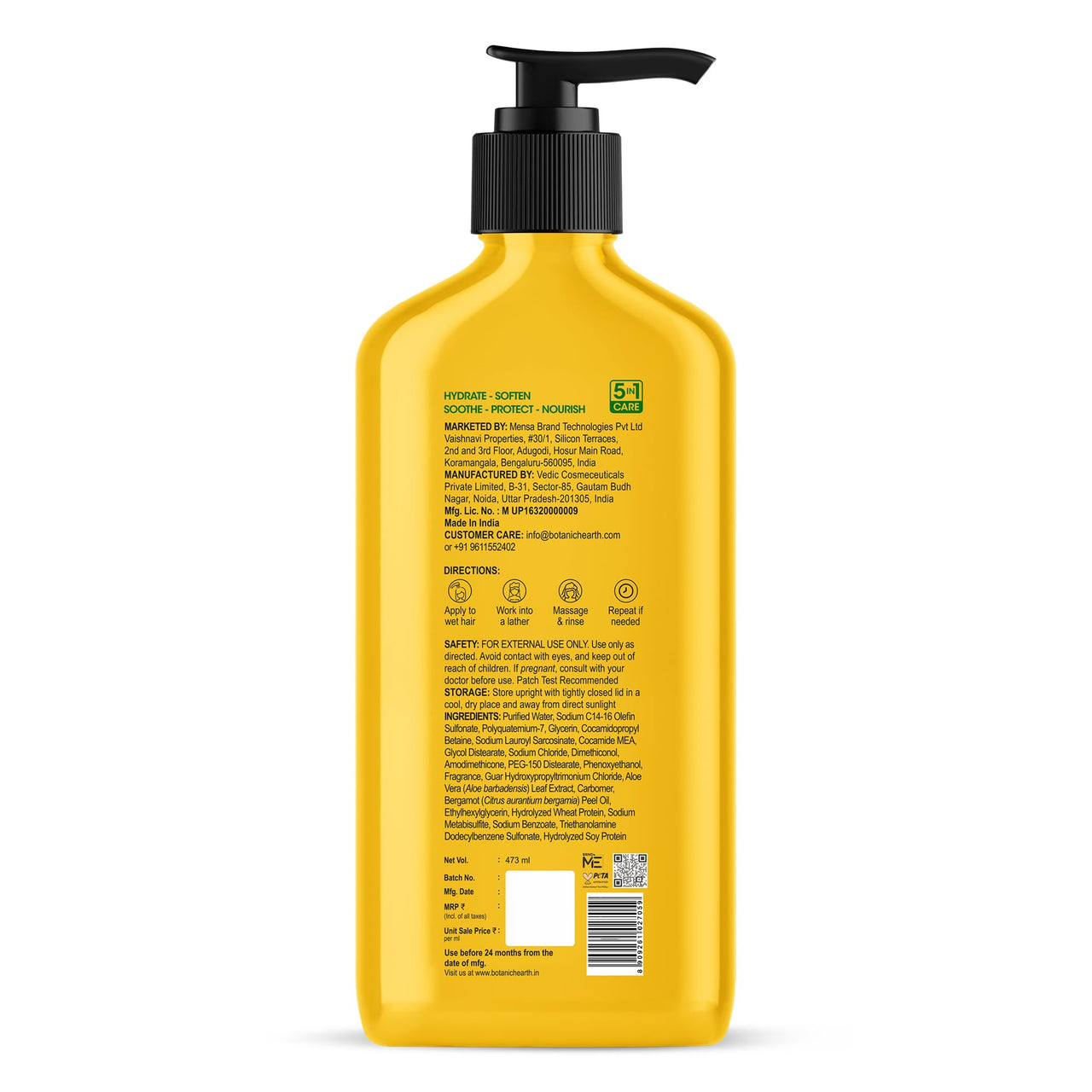 Botanic Hearth Hydrate & Soften Shampoo with Ceramide & Aloe Vera | Deep Moisture & Hair Repair | Strengthens & Smoothens Strands |Enhances Softness & Shine, 473ml