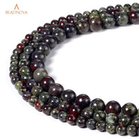 BEADNOVA Natural Dragon Blood Jasper Beads Natural Crystal Beads Stone Gemstone Round Loose Energy Healing Beads with Free Crystal Stretch Cord for Jewelry Making (6mm, 62-64pcs) 6mm