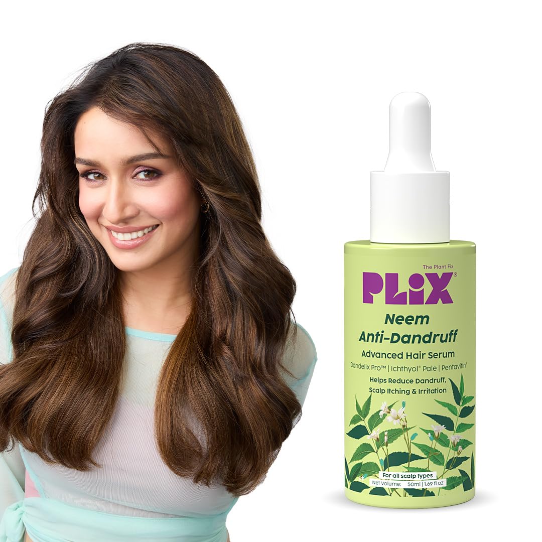 PLIX - THE PLANT FIX Neem Anti-Dandruff Advanced Serum | 3% Dandelix Pro™ & Ichthyol® Pale| Quick absorbing, Non-greasy & Lightweight | 50ml