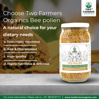Two Farmers Organics Bee Pollen 100% Raw & Unprocessed – Natural Plant-Based Protein – 100g (Glass Jar)