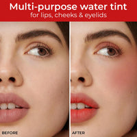 Just Herbs Water Baby Smudge & Transfer Proof | 12hrs Stay | Richly Pigmented Infused with Aloe Vera Multipurpose Water Tint for Lips, Cheeks and Eyelids for Women 6.5ml (Peach Please)