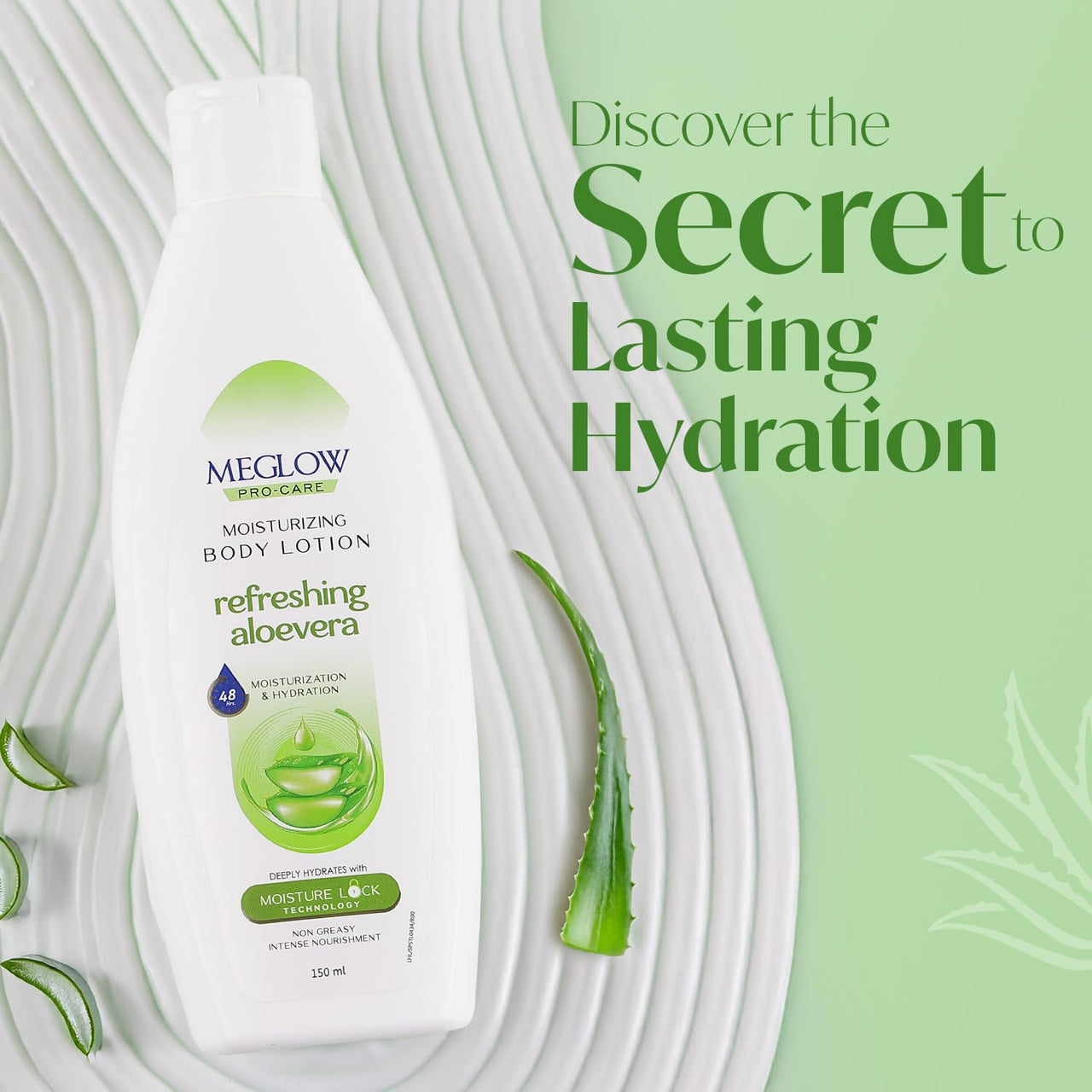 Meglow Pro-Care Moisturizing Body Lotion | Refreshing Aloe Vera Moisturizer for Women & Men for All Skin Types | Hydrating Moisturizer-150ml Pack of 2