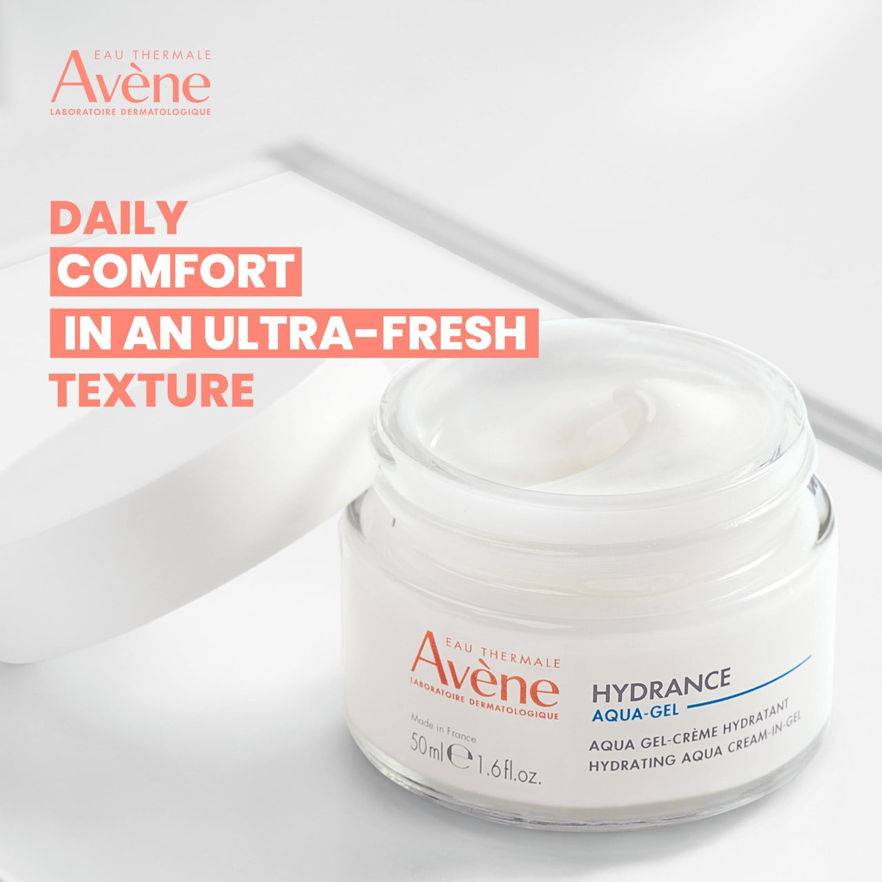 Avene Hydrance Aqua Hydrating Cream In gel 50ml | Intensely moisturise and durably replenish the skin with water on a daily basis | 24 hour hydration A creamy gel-cream
