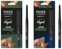 FACESCANADA Magneteyes Color Pencil Kajal - Green Appreciation 02 & Magneteyes Color Kajal - Blue Motivation 01, Matte Finish
