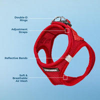 Voyager Step-in Air Dog Harness - All Weather Soft & Breathable Mesh Step in Vest Harness for Small and Medium Dogs and Cats by Best Pet Supplies - Harness (Red), XS (Chest: 13-14.5