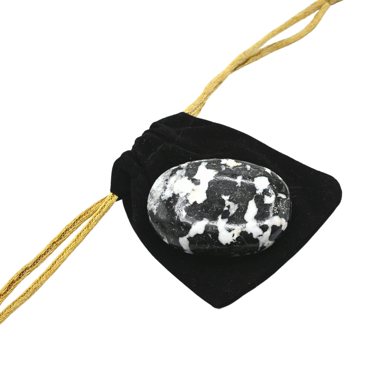 Black and White Tourmaline Palm Stone - Pocket Massage Worry Stone for Natural Body Chakra Balancing, Reiki Healing and Crystal Grid Black & White Tourmaline
