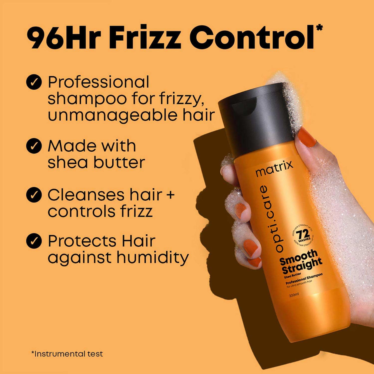 MATRIX Opti.Care Smooth Straight Professional Shampoo for Frizzy, Unmanageable Hair | 96Hr Frizz Control* | Used by 1 Lakh Hairstylists* | with Shea Butter, 200ml