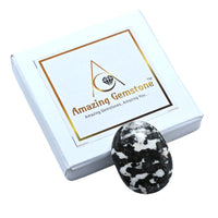 Black and White Tourmaline Palm Stone - Pocket Massage Worry Stone for Natural Body Chakra Balancing, Reiki Healing and Crystal Grid Black & White Tourmaline