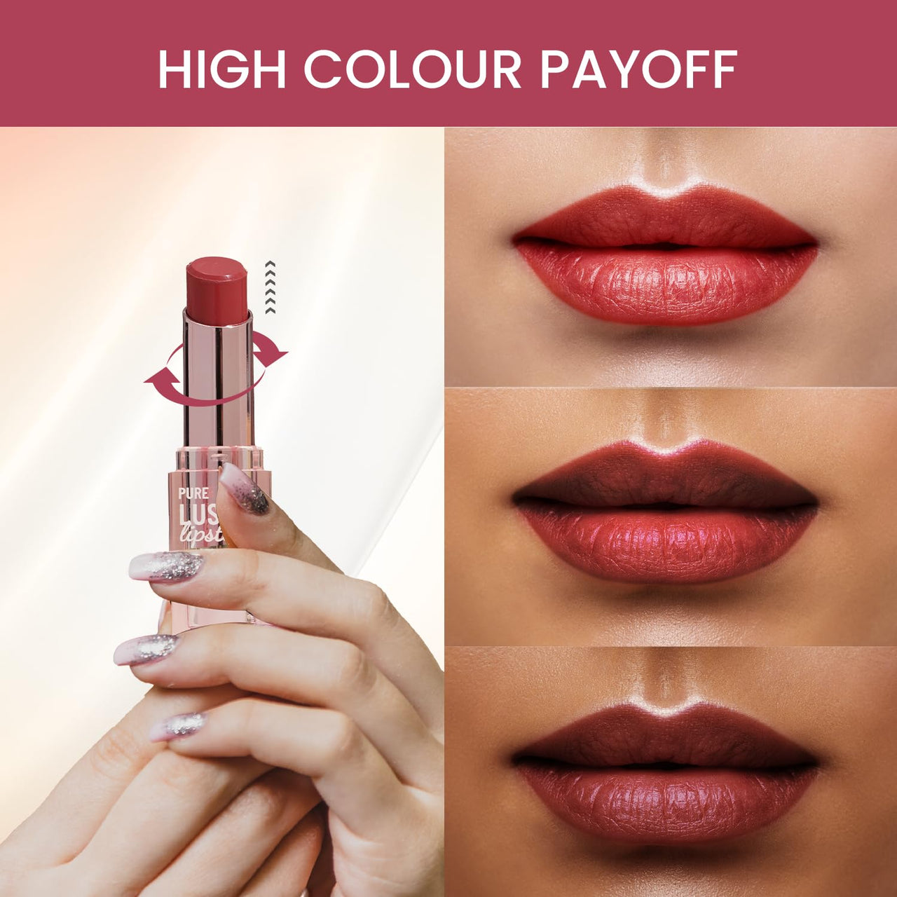 Swiss Beauty Pure Lustre Lipstick | High Shine Finish | Smooth Glide | With Olive Oil & Vitamin E | Hydrating | Shade- Silk Pink, 3.8gm