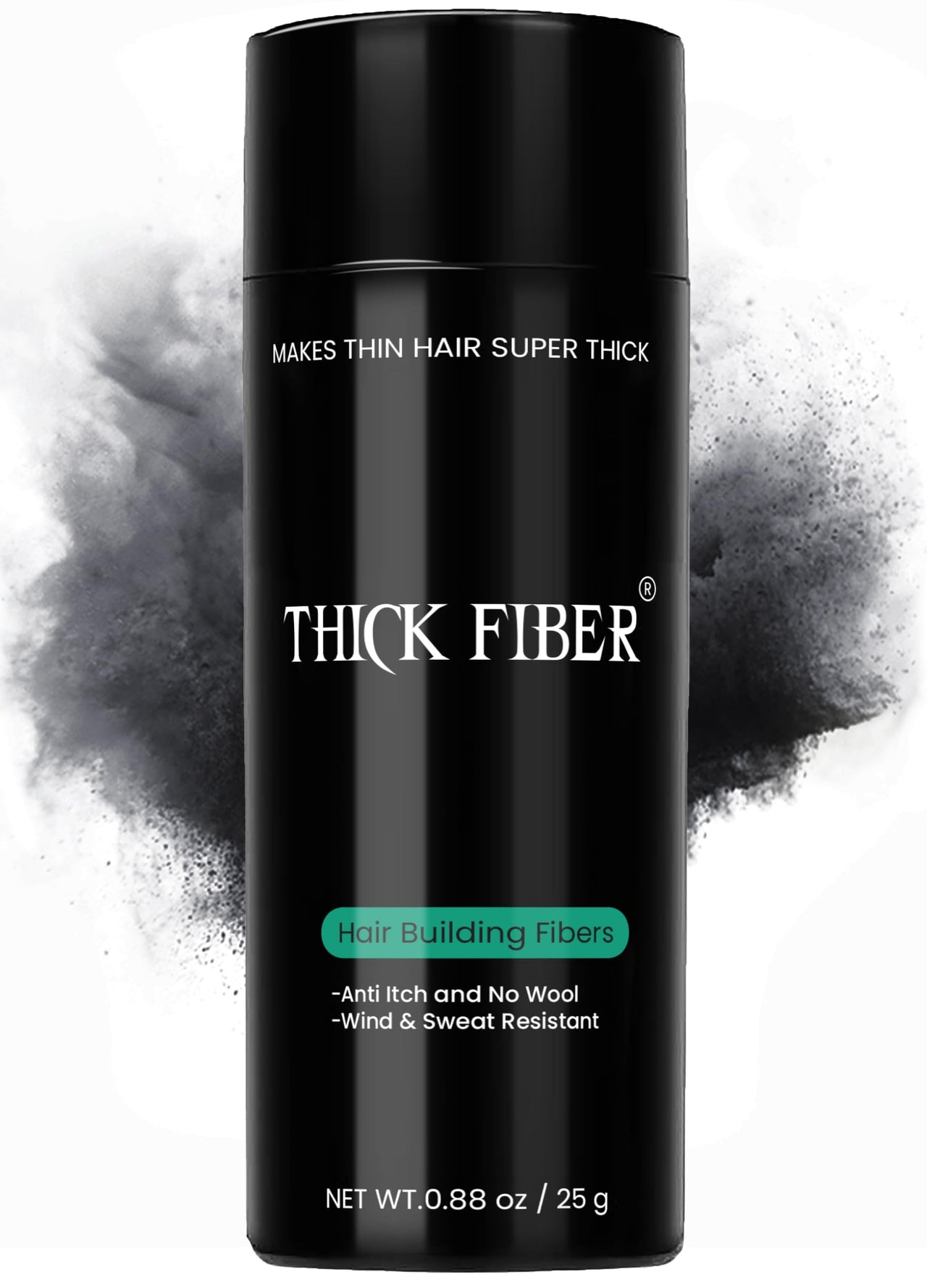 Thick Fiber - Hair Building Fibers (Black)- Hair Fibers For Thin & Fine Hair -Hair Thickening Fibers for Men & Women (25 g (Pack of 1))