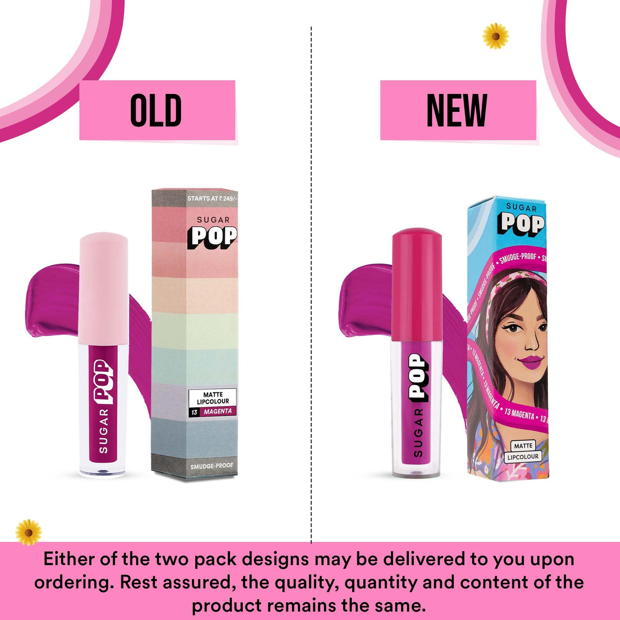 SUGAR POP Matte Lipcolour | Lasts Upto 8 hrs l Pink Lipstick for Women l Vitamin E Infused | Non-Drying, Smudge Proof, Long Lasting | 1.6ml - 13 Magenta (Dark Pink)