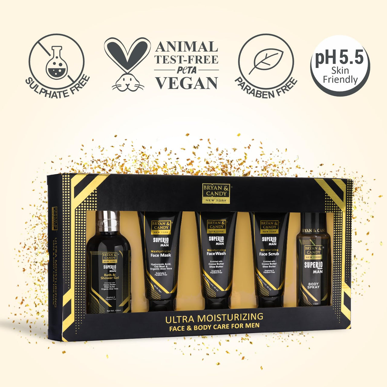 Bryan & Candy Complete Face & Body Care Kit | Gift Set For Men | 100% Vegan | Skin-Friendly pH 5.5 for All Skin Types, SLS & Paraben Free