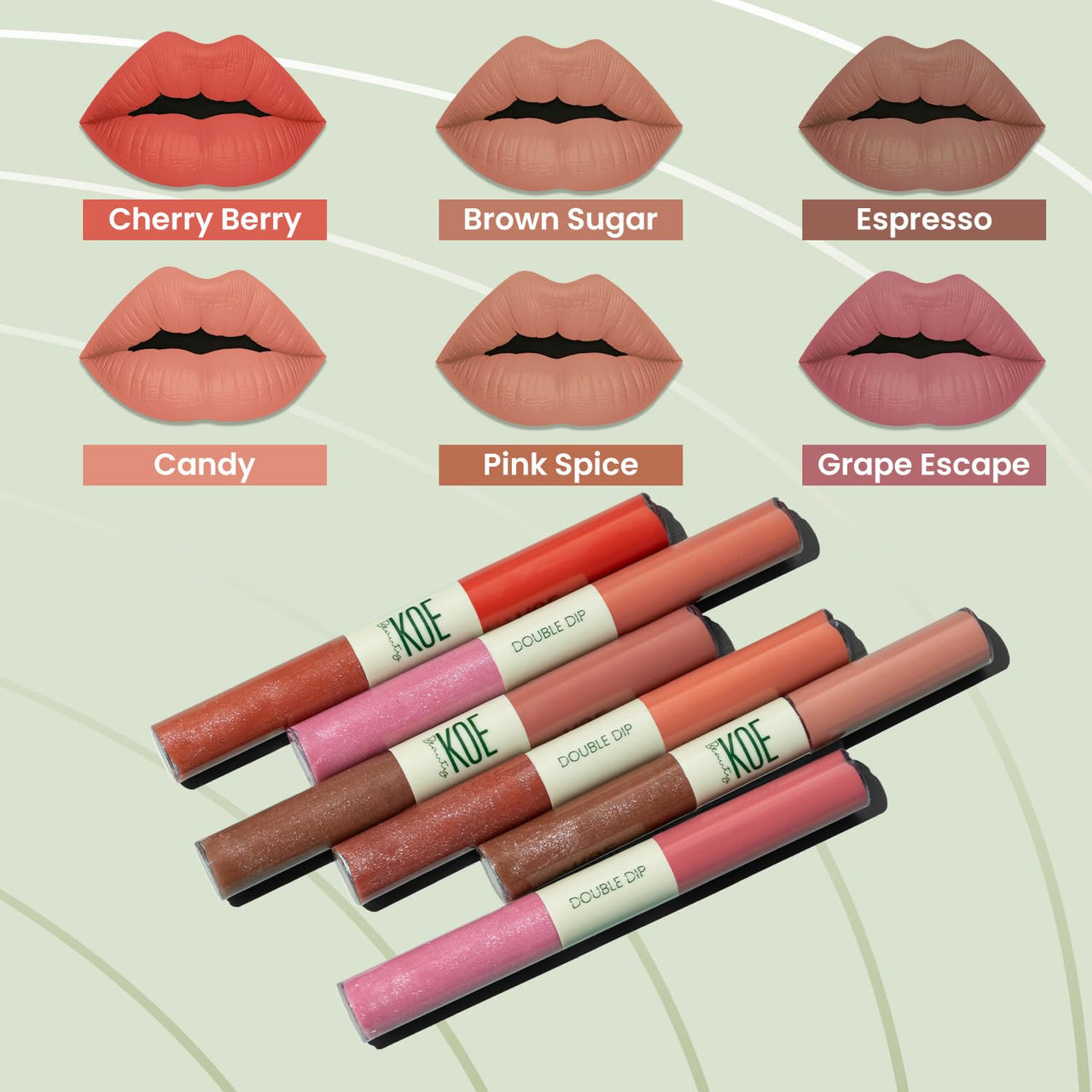 Koe Beauty Double Dip | Grape Escape & Jelly | Deep Muave Matte Lipstick (2ml) Plus Candy Gloss Finish Lip Topper (2ml) | Perfect Balance of Color & Shine