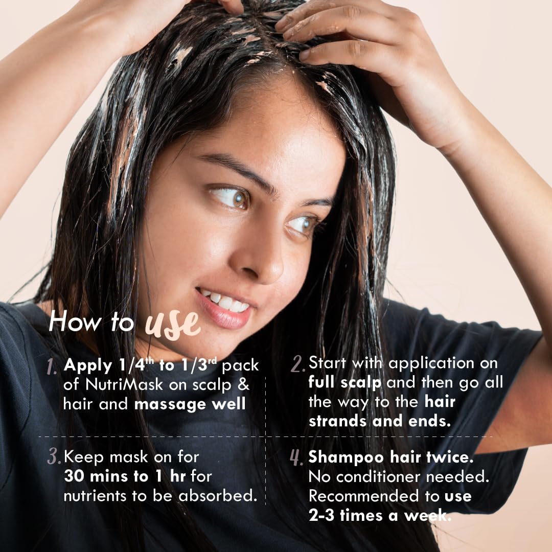 Nat Habit Fresh Ready-To-Apply Henna Paste & Five Oil Hibiscus Hair NutriMask - The Ideal Combo For Deep Conditioning Hair With Rich Dark Brown Color (Combo Pack of 4)