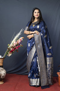 SGF11- Women's  Kanjivaram Pure Soft Silk Handloom Saree Pure Golden Zari With Blouse Piece