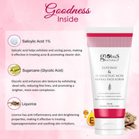 Globus Naturals Glycolic & 1% Salicylic Acid Herbal Anti Acne Face Scrub, Enriched with Liquorice & Oats, Deep Pore Cleansing & Oil Control, Reduces Dark spots & Hyperpigmentation, 100 gm