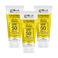 Globus Naturals Sunscreen with Ultra Sheen Defense, SPF 50 PA+++, UVA & UVB Protection, Lightweight & Non-greesy Formula, Normal to Oily Skin, 50 gm (Pack of 3)