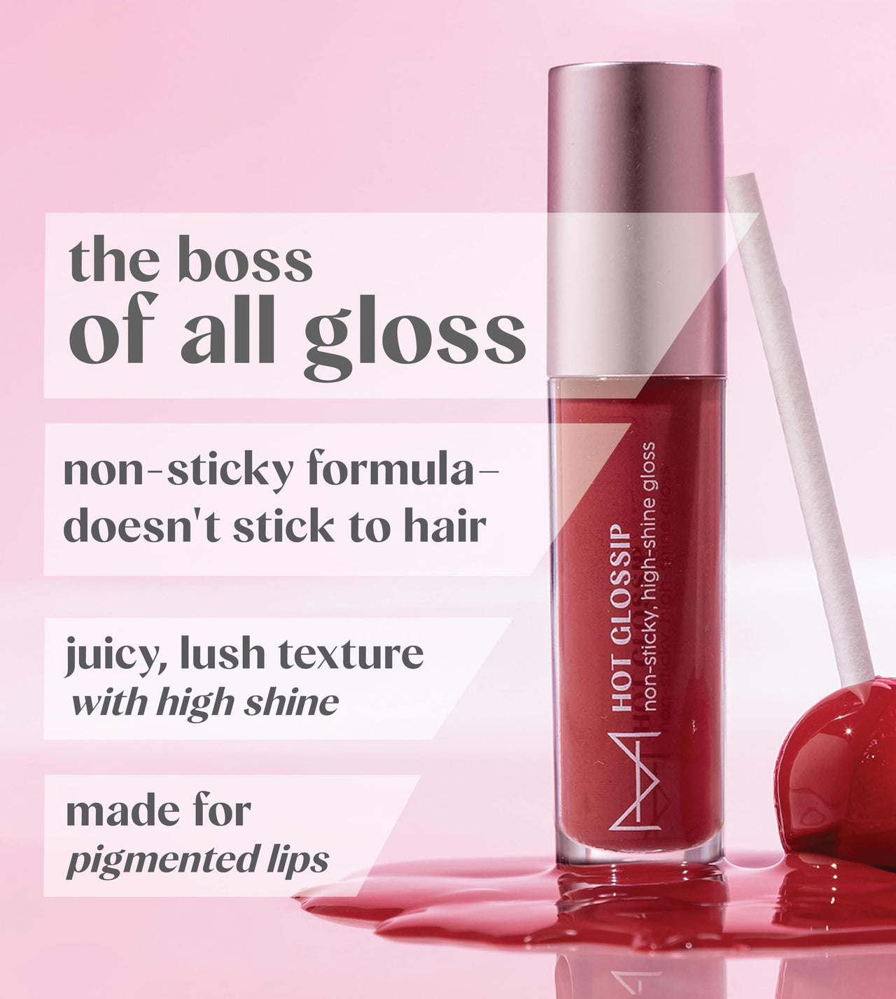 House Of Makeup Non-sticky gloss | High-shine lip gloss for pigmented lips | Lip gloss with hyaluronic acid | Zero stickiness (Berry Discreet)