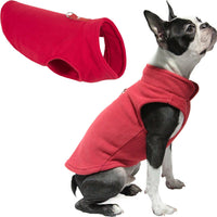 Gooby Fleece Vest Dog Sweater - Red, Large - Warm Pullover Fleece Dog Jacket with O-Ring Leash - Winter Small Dog Sweater Coat - Cold Weather Dog Clothes for Small Dogs Boy or Girl Large (Around 18-lb)