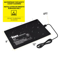 iPower Reptile Heat Pad 8X12 Inch 16W Under Tank Terrarium Warmer Heating Mat for Turtle, Lizard, Frog, Snake, Reptile, and Other Small Animals 8 X 12 Inch