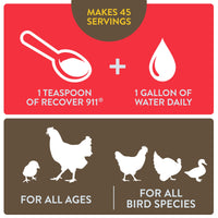 FlockLeader Recover 911, Severe Stress Probiotic Water Supplement for Chickens with Electrolytes, Prebiotics & Oregano, 8 oz