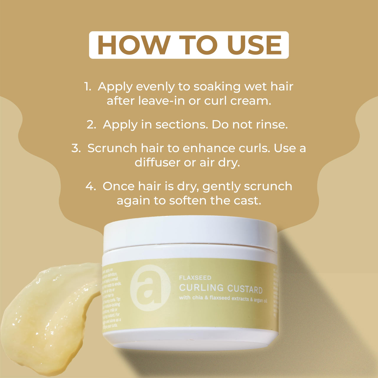 Ashba Botanics Flaxseed Curling Custard For Wavy, Curly, Frizzy & Coily Hair | Argan, Avacado Oil, Shea Butter | Provides Moisture, Controls Frizz, Strong Hold | Phthalates & Parabens Free (ml, 50)