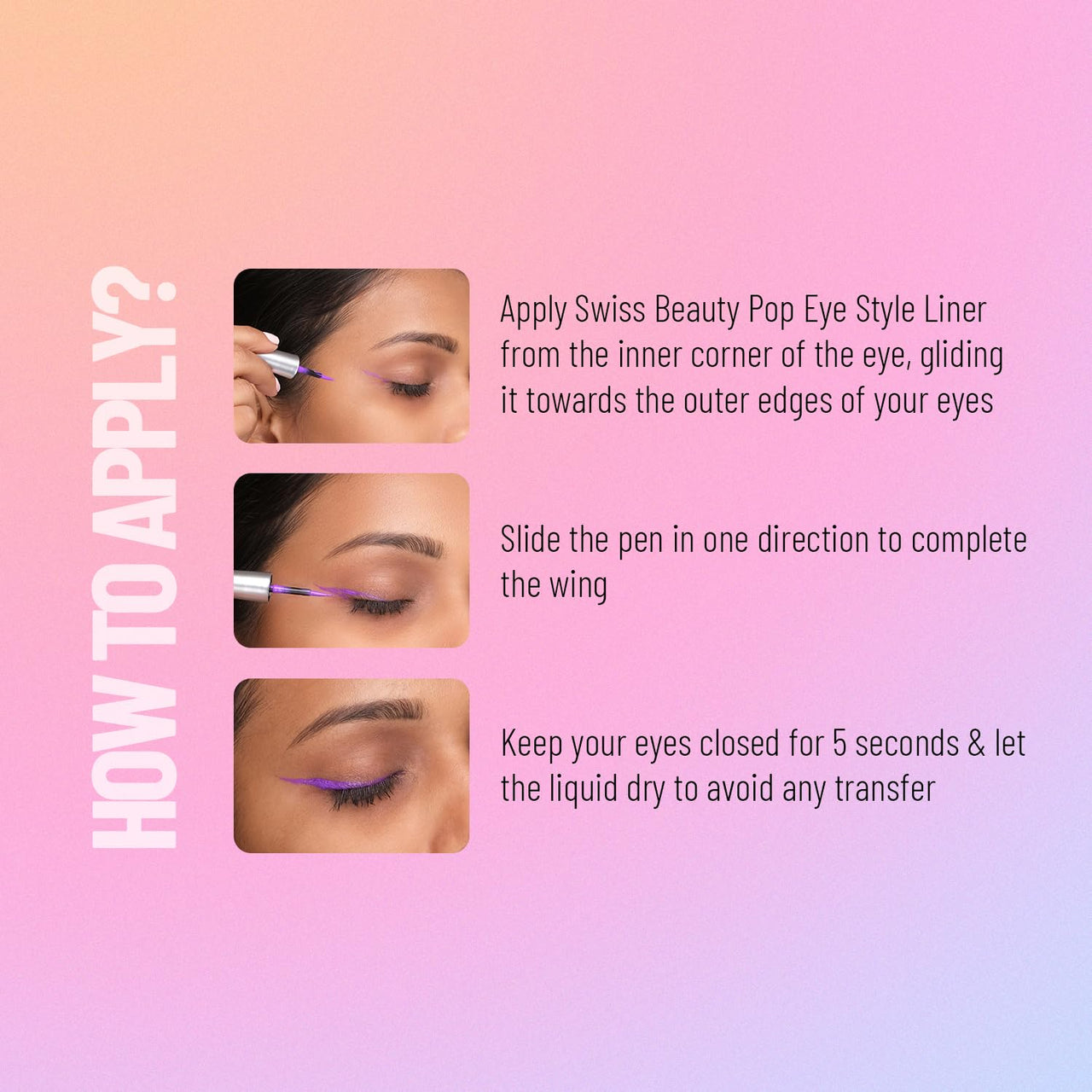 Swiss Beauty Pop Eyeliner | Waterproof And Long Lasting Liquid Eyeliner | Smudge Proof Eye Makeup |Quick Drying |Shade - Sunrise, 3 Ml |