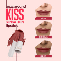 Juice Kiss Sensation Lipstick with Goodness of Bio Retinol, UV Protection & Long lasting Lipstick, Pack of 3 (Chocoholic - M20, Not Really Nude - M22, Eternal Nude - M23)