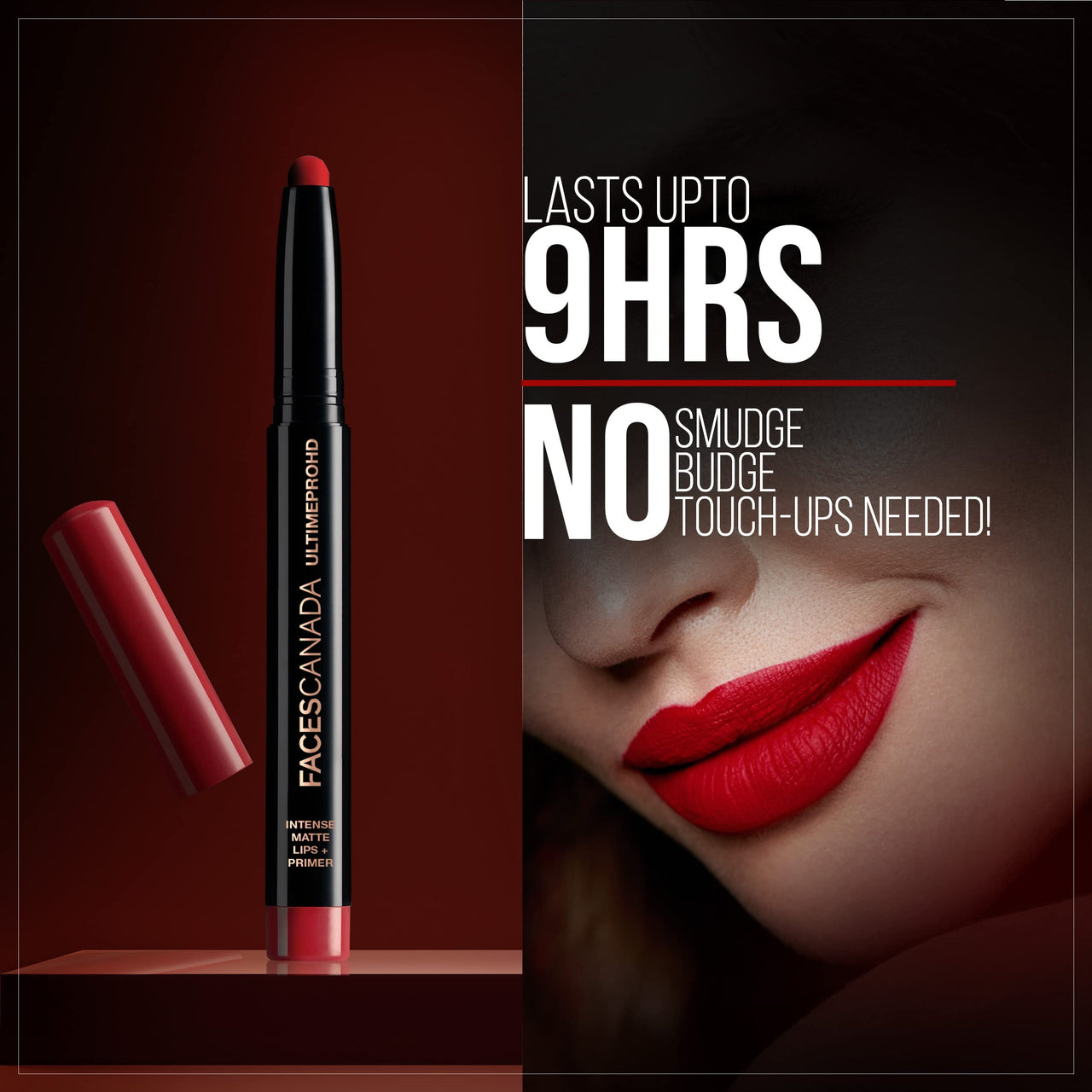 FACESCANADA Ultime Pro Hd Intense Matte Lipstick + Primer - Red Bouquet (Red), 1.4G | 9Hr Long & Faces Canada Comfy Matte Creme Lipstick - Go For It 02, 4.2G | 8Hr Long Stay |