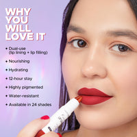 Hilary Rhoda Kissable Lip Crayon |12-Hour Stay | Highly Pigmented Matte Finish | Smudge-Proof & Transfer proof Lipstick | Retractable Lip Crayon | 3.5g - (Earthy Brown | Shade 06)