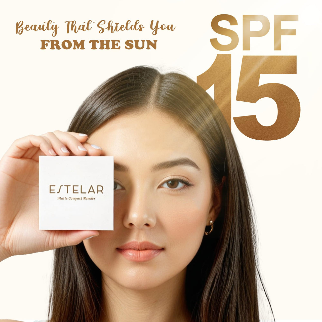 Estelar Matte Compact Powder with SPF 15 Protection, Absorbs Oil and Sweat, Long Lasting Freshness for Upto 12 Hours, Evens Tone, Non Sticky, Non Greasy, Confident Ivory, For All Skin Types, 8gms