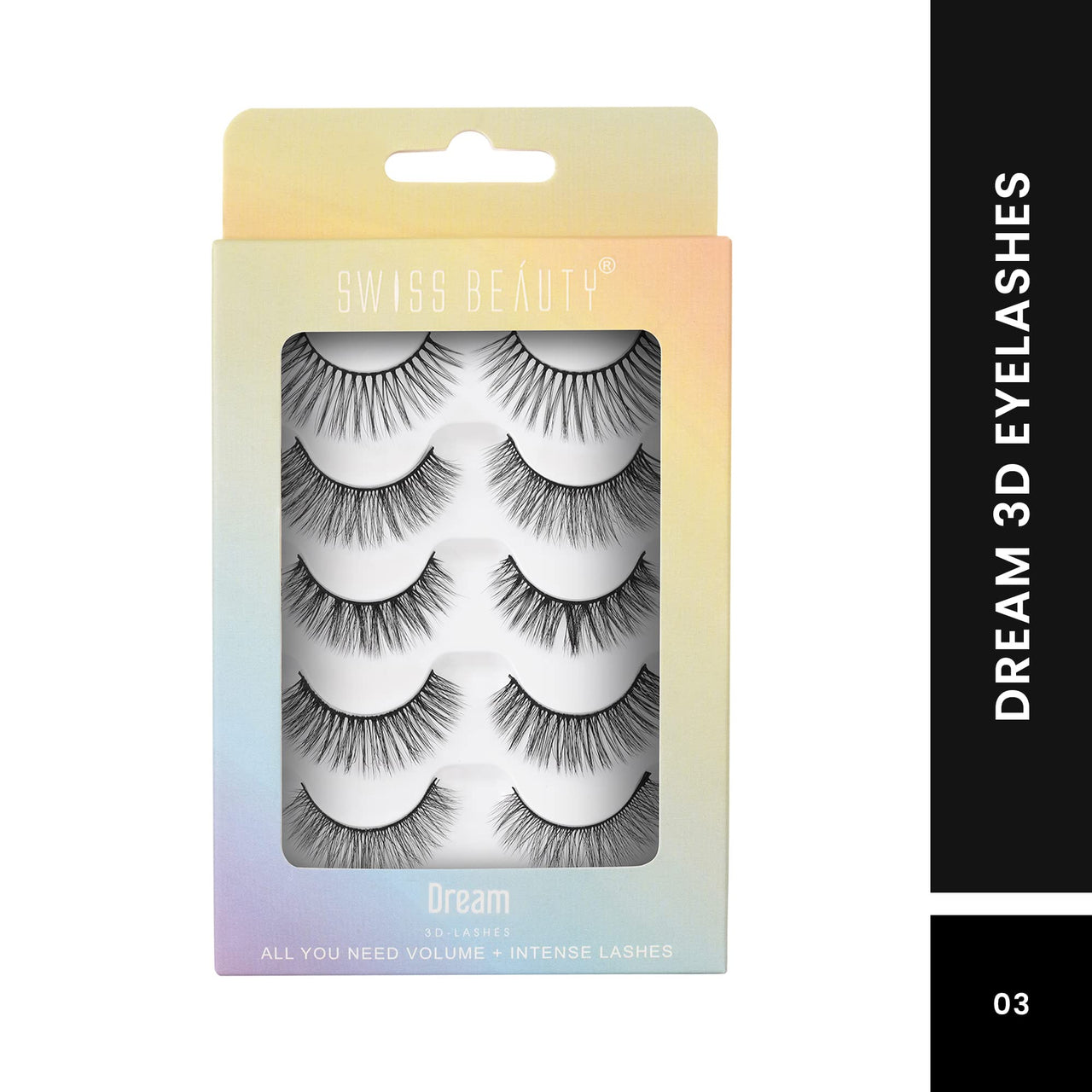 Swiss Beauty Cruelty-Free 3D Eyelashes - Pack of 10 False Eyelashes | Volumising Eye Lashes | Lengthening Eye Lashes | Lightweight Eyelashes | Shade - Black, Set of 5