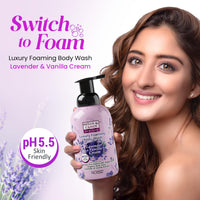 Bryan & Candy Luxury Foaming Body Wash with Pentavitin,Pro Vit B5,Argan Oil,Aloe Vera, Skin Friendly pH 5.5, All Skin Types, 400 Ml (Lavender & Vanilla)